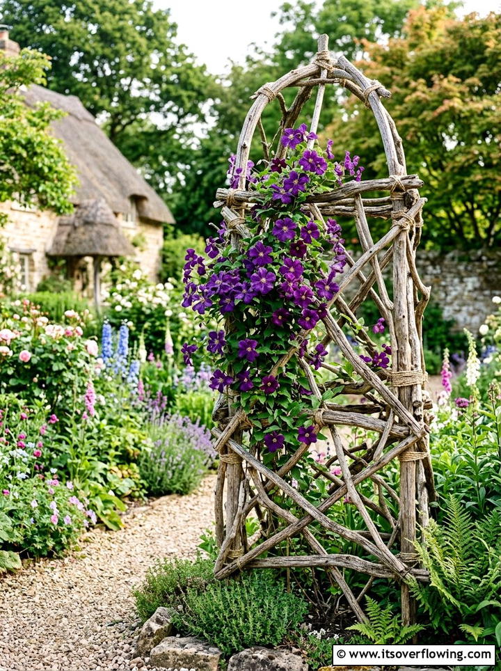 Driftwood Trellis For Vines - 25 garden decor ideas with driftwood accents