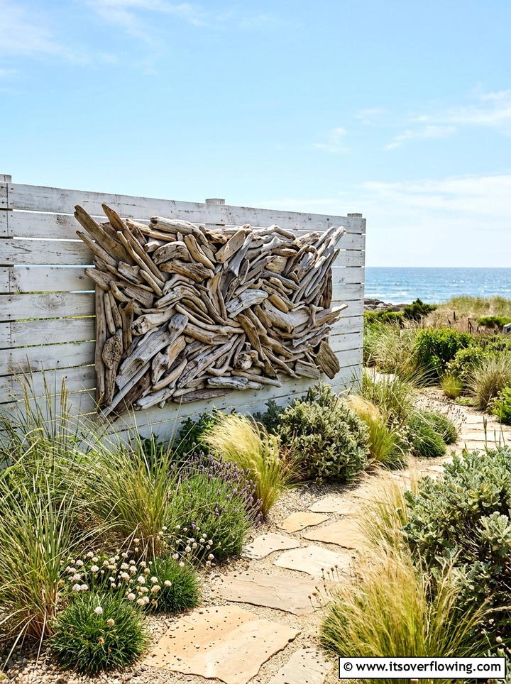 Driftwood Wall Sculpture - 25 garden decor ideas with fence decorations