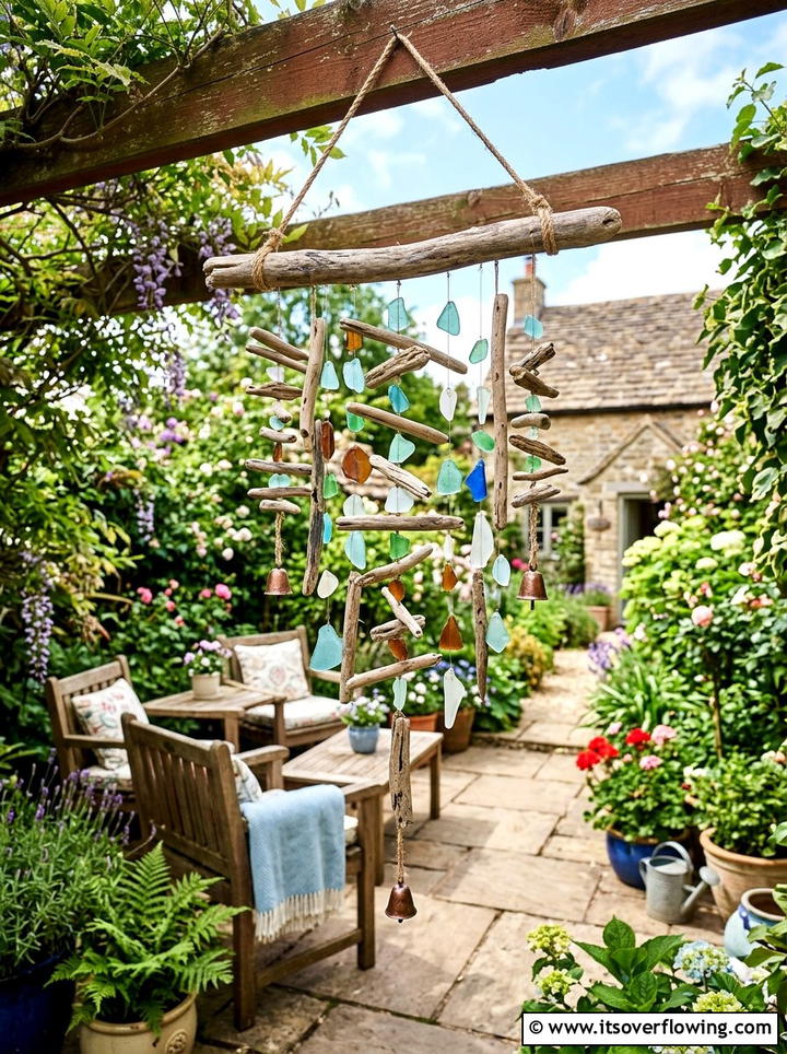Driftwood Wind Chime - 25 upcycled garden ideas with driftwood