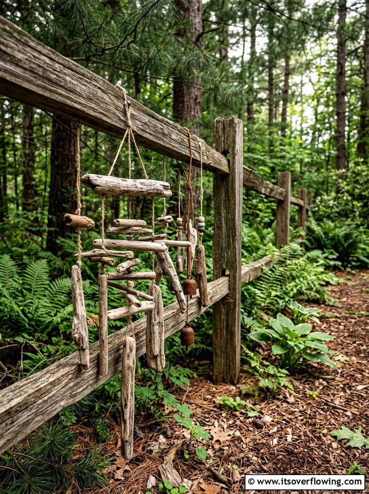 Driftwood Wind Chimes For Rustic Yard - 25 garden decor ideas with wind chimes