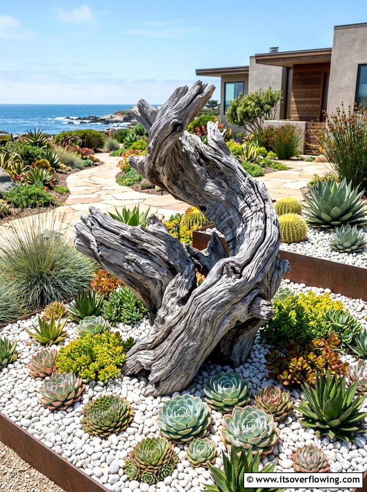 Driftwood garden sculpture - 25 garden decor ideas with reclaimed wood