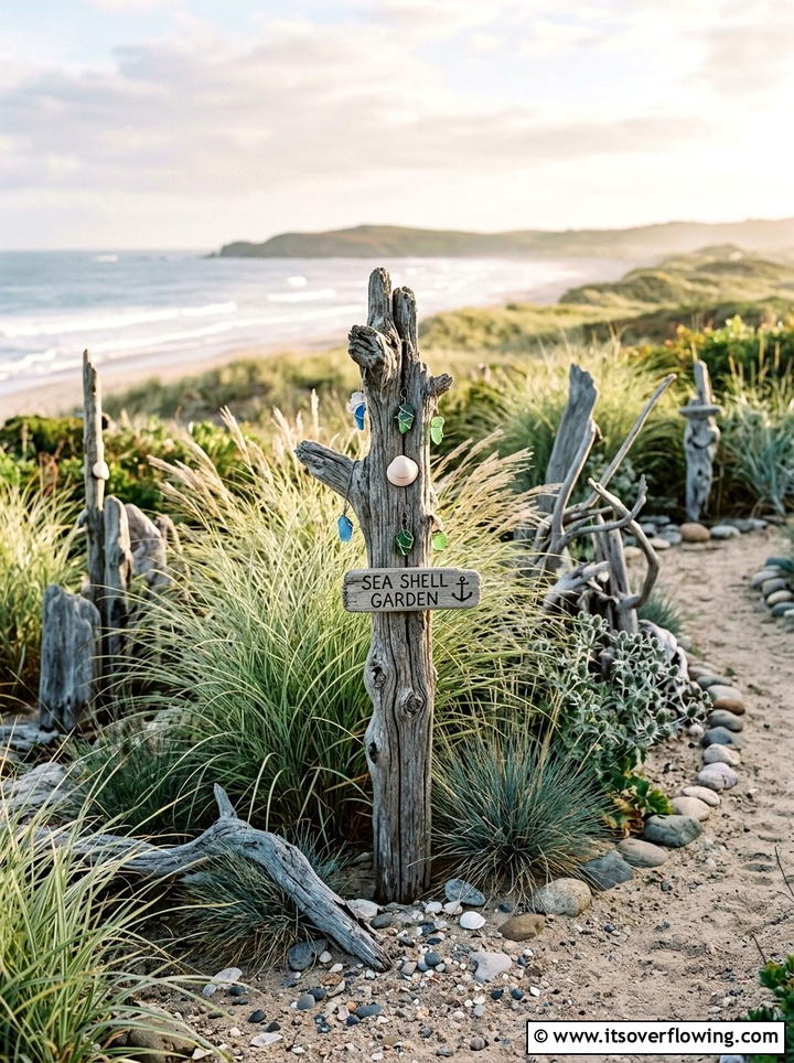 Driftwood garden stake - 25 garden ideas with decorative stakes