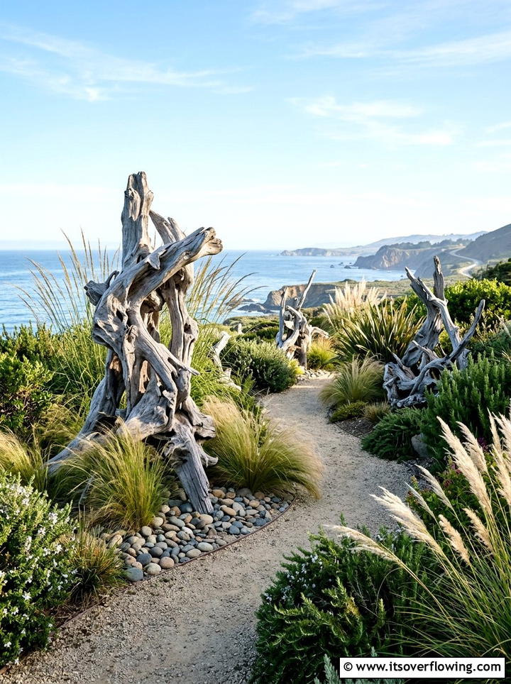 Driftwood sculpture garden - 25 recycled garden ideas with recycled wood art