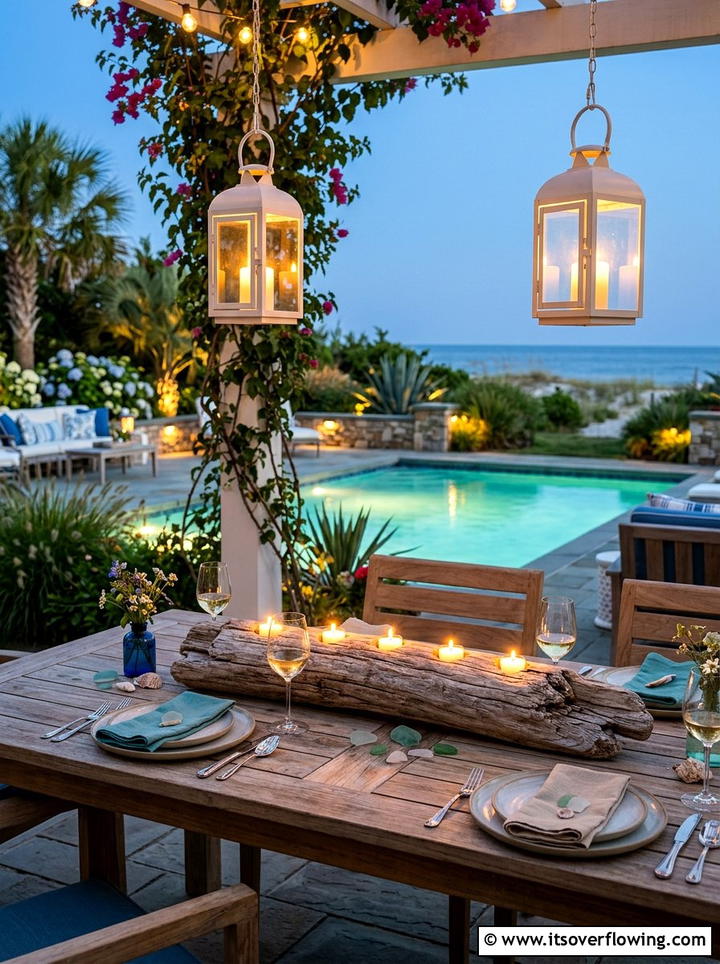 Driftwood tea light holder - 25 garden decor ideas with tea lights