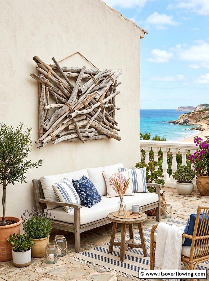 Driftwood wall hanging - 25 garden decor ideas with wall art