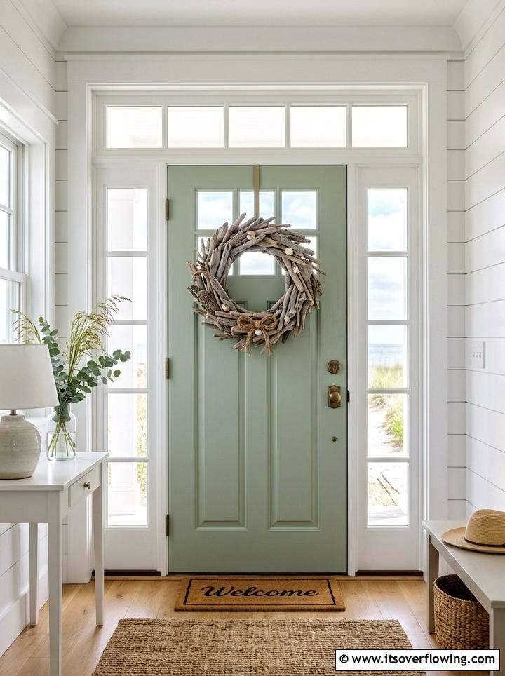 Driftwood wreath - 25 front porch decor ideas with natural wood