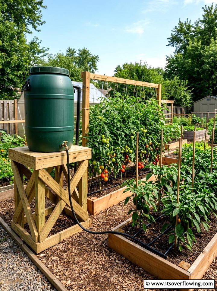 Drip Irrigation Rain Barrel - 25 upcycled garden ideas with rain barrels