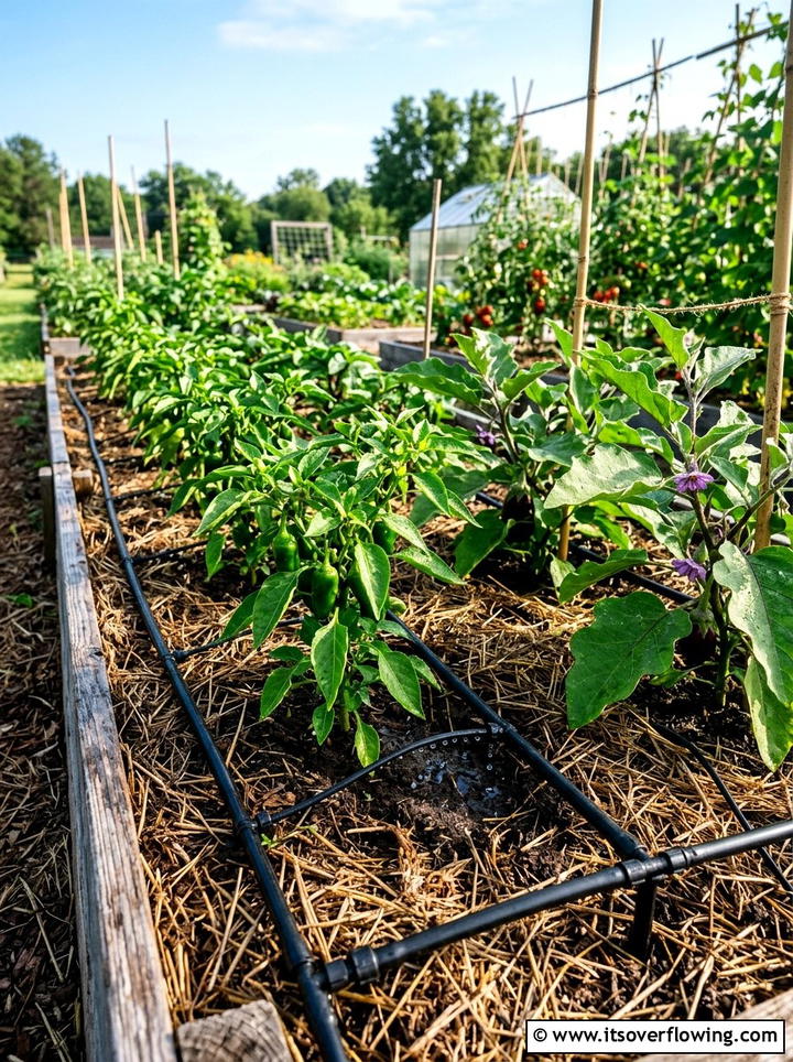 Drip Irrigation System - 25 backyard ideas with vegetable garden