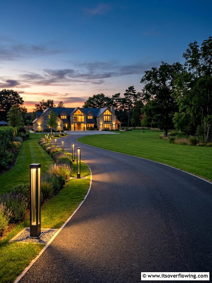 Driveway Border Bollard Lights - 25 garden design ideas with lighting plans