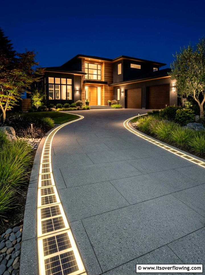 Driveway solar brick pavers - 25 garden ideas with solar lights