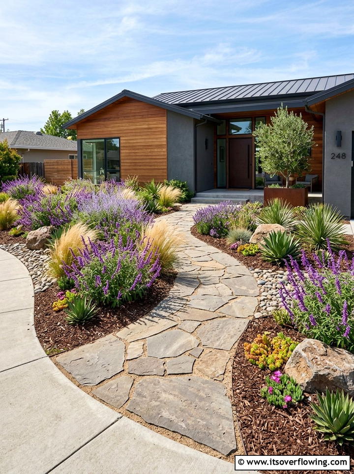Drought Tolerant Front Yard - 25 garden design ideas with low water plants