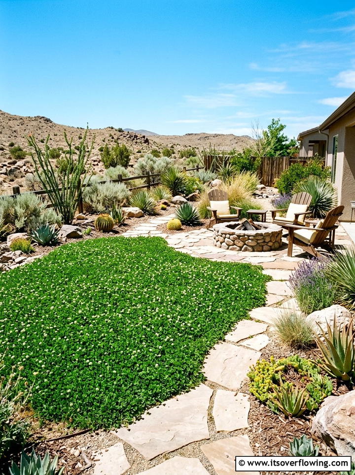 Drought resistant backyard - 25 backyard ideas with clover lawn