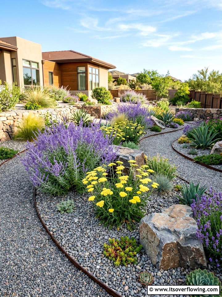 Drought tolerant gravel garden - 25 garden design ideas with seasonal flowers