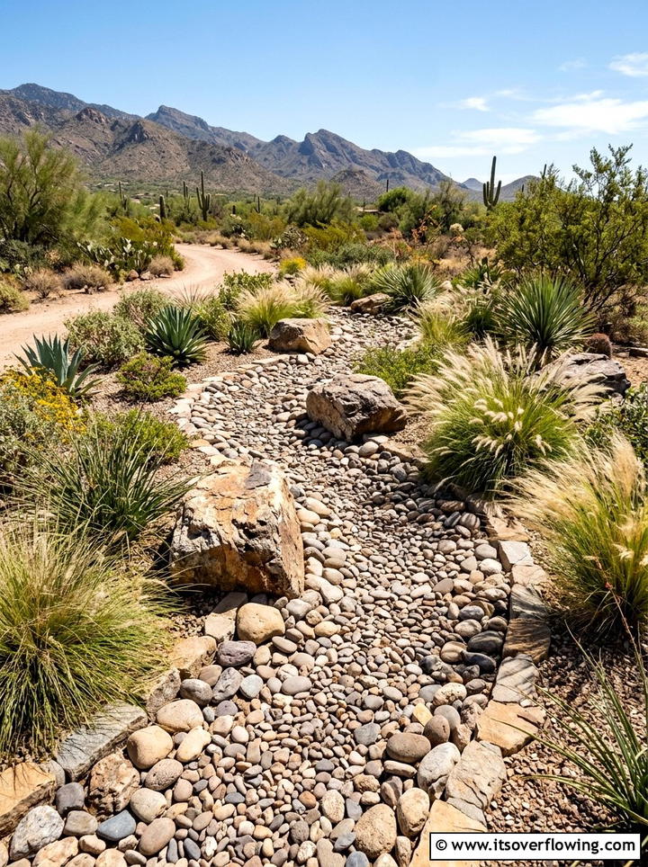 Dry Creek Bed - 25 backyard ideas with boulder accents