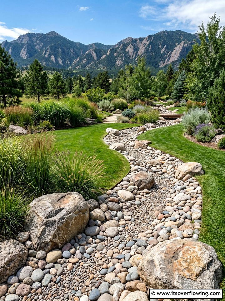 Dry Creek Bed - 25 creative garden ideas with sustainable landscaping