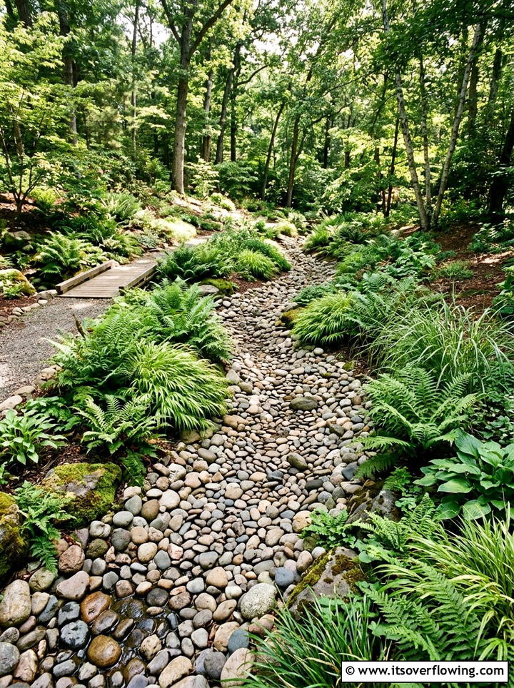 Dry Creek Bed - 25 garden ideas for uneven ground