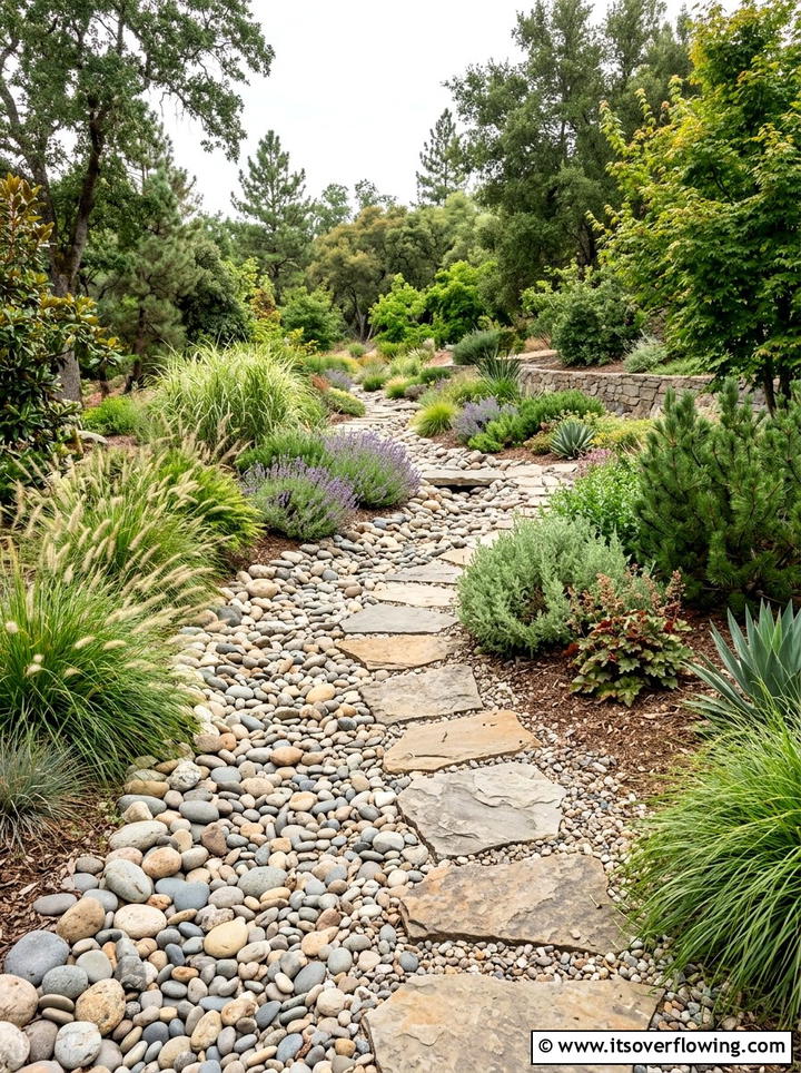 Dry Creek Bed - 25 backyard ideas with drought tolerant plants