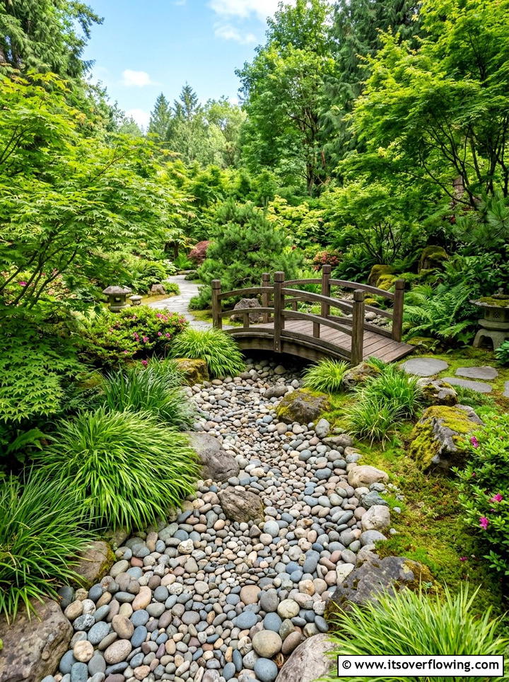Dry Creek Bed - 25 backyard ideas with low maintenance plants