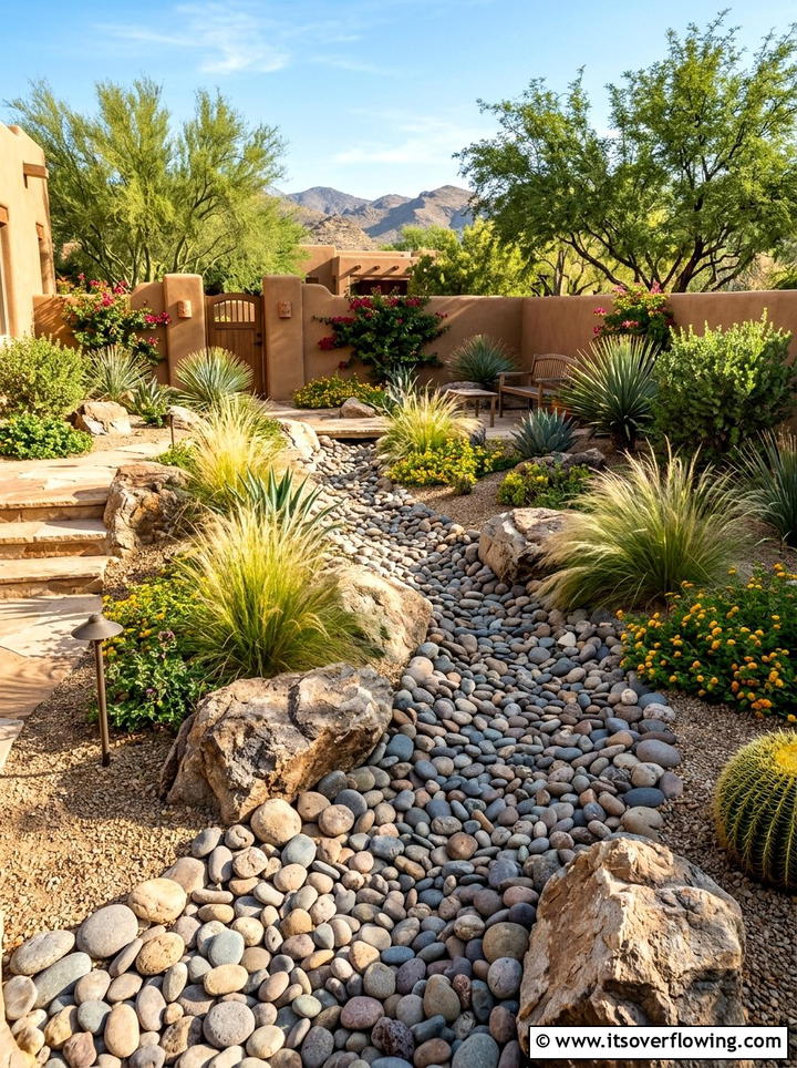 Dry Creek Bed Design - 25 garden decor ideas for desert gardens