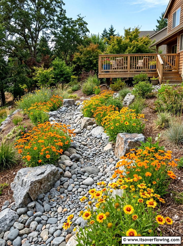 Dry Creek Bed Landscaping - 25 garden ideas with wildflowers