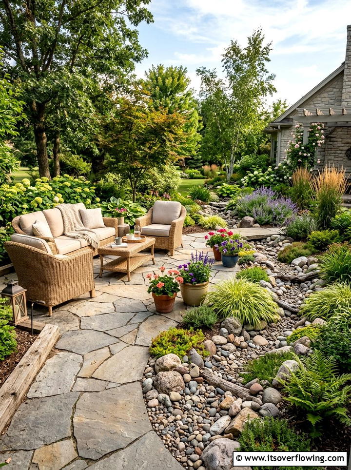 Dry Creek Bed Near Patio - 25 backyard ideas with dry creek bed
