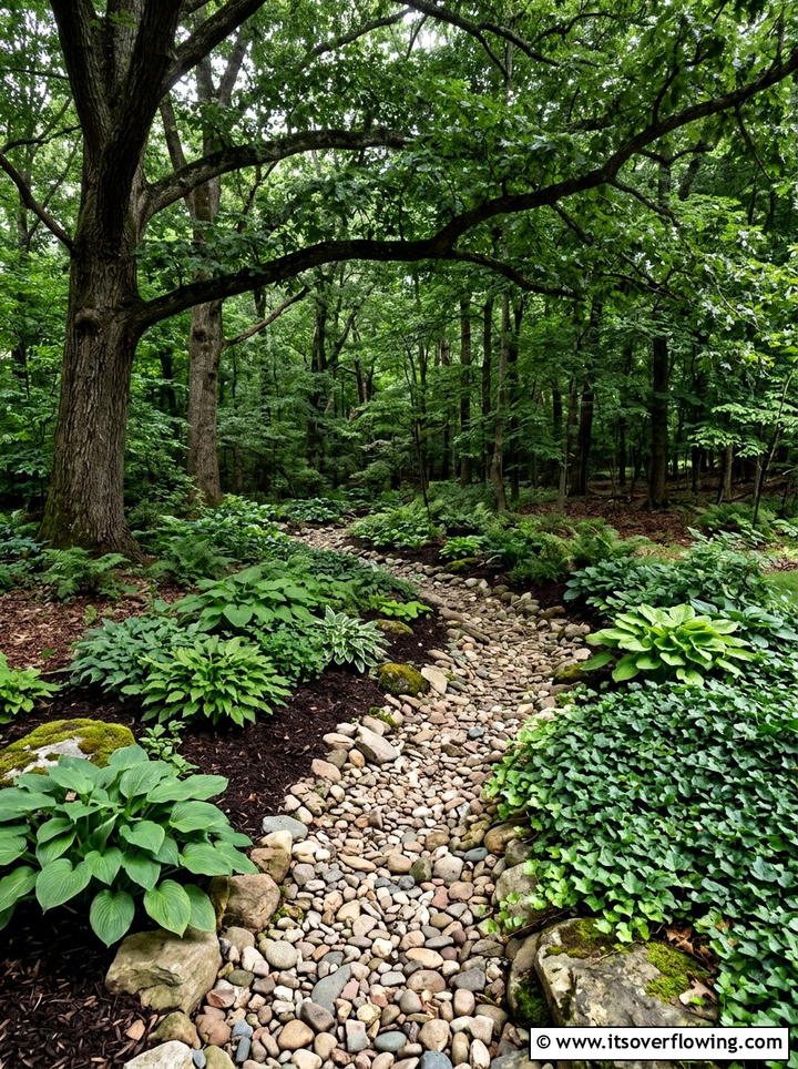 Dry Creek Bed Under Trees - 25 backyard ideas with dry creek bed