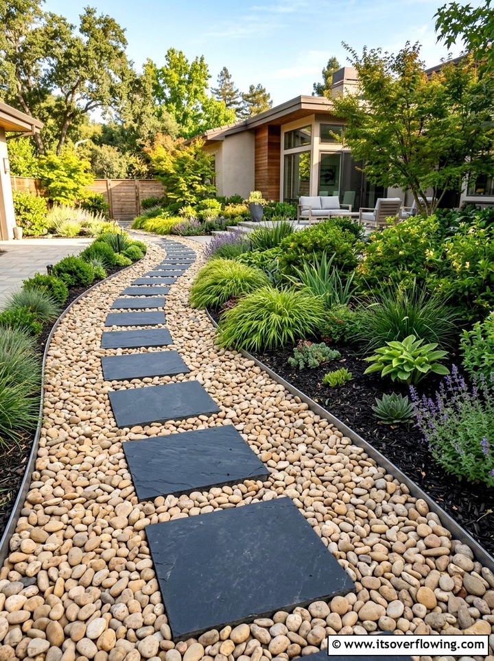 Dry Creek Bed With Stepping Stones - 25 backyard ideas with dry creek bed