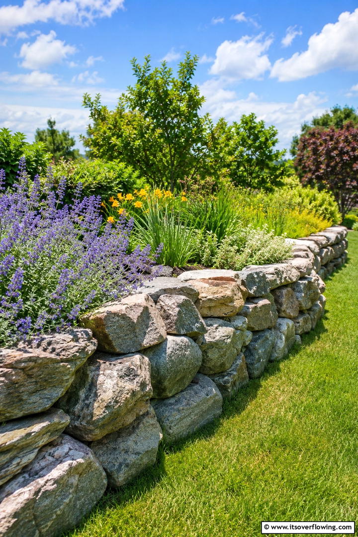 Dry Stacked Rock Border - 30 Stone Garden Edging Ideas for Defined Outdoor Spaces