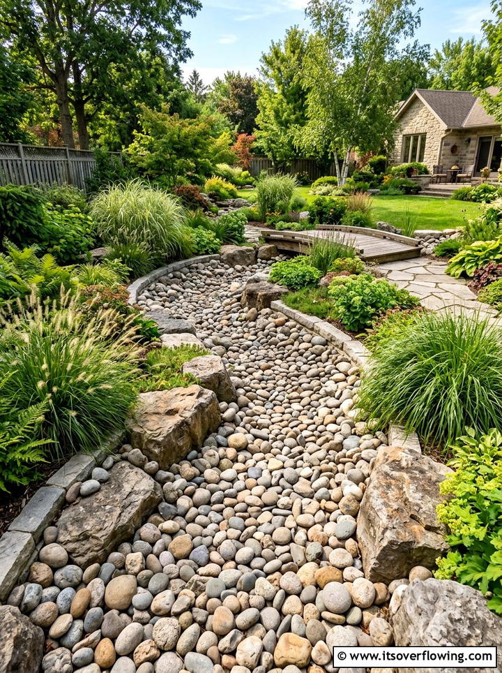Dry Stream Bed - 25 backyard ideas with zen style