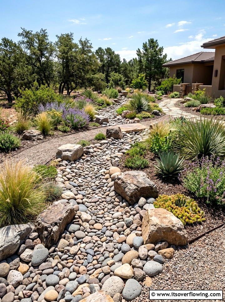 Dry creek bed - 25 creative garden ideas with no lawn design