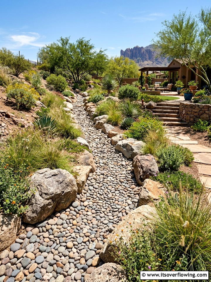 Dry creek bed drainage - 25 garden ideas for desert style