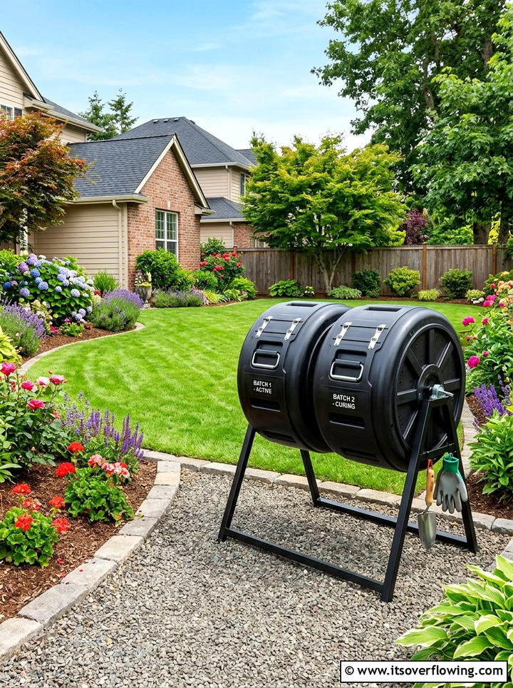 Dual Batch Tumbler - 25 backyard ideas with compost station