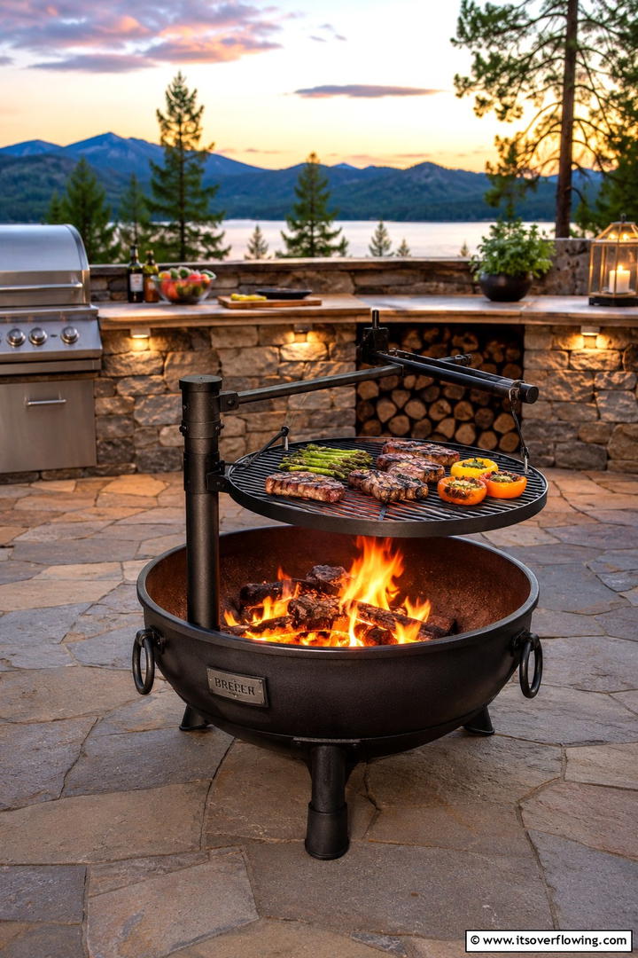 Dual Purpose Fire Pit and Grill - 30 Rustic Fire Pit Ideas for Cozy Outdoor Gatherings