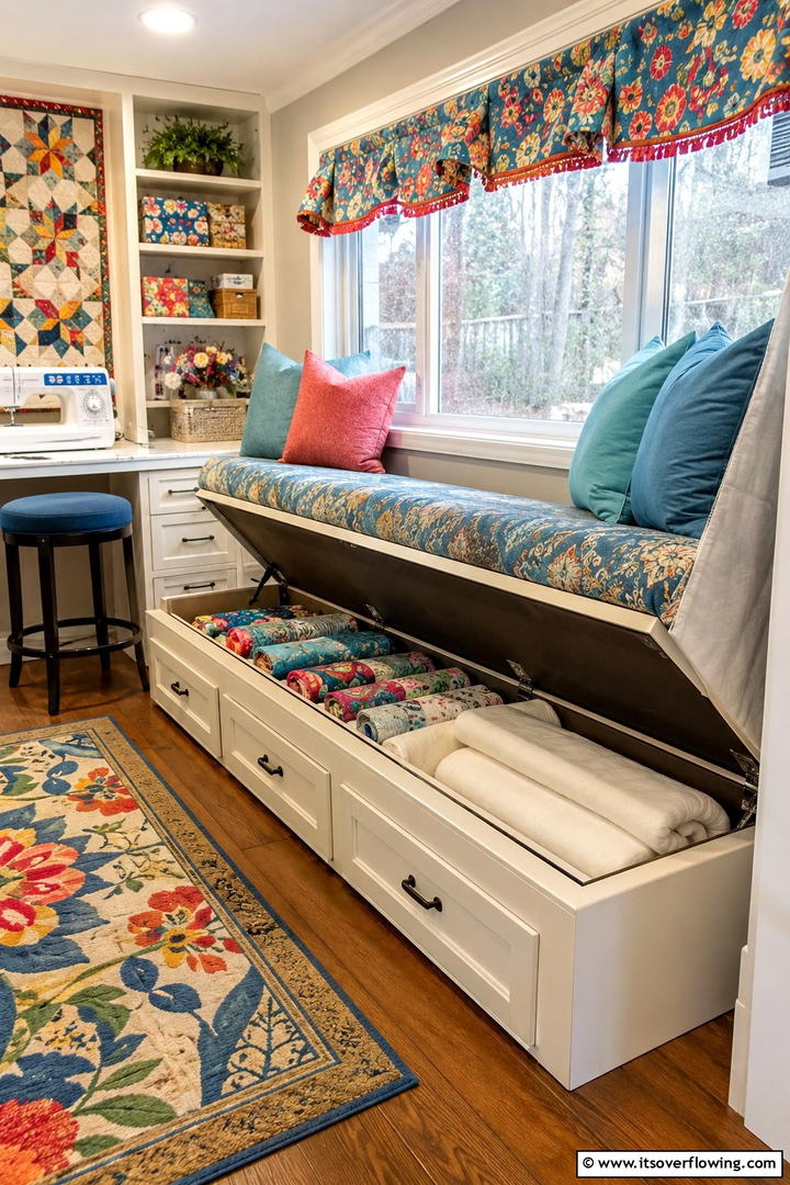 Dual Purpose Seating - 30 Small Craft Room Ideas for Organized Creative Spaces