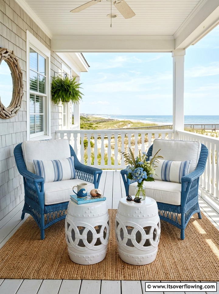 Dual Side Tables - 25 front porch decor ideas with symmetrical layout