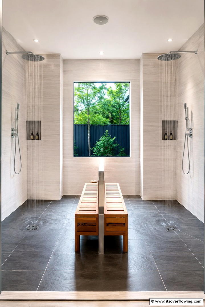 Dual Sided Shower Bench - 30 Shower Bench Ideas for Functional Bathroom Designs