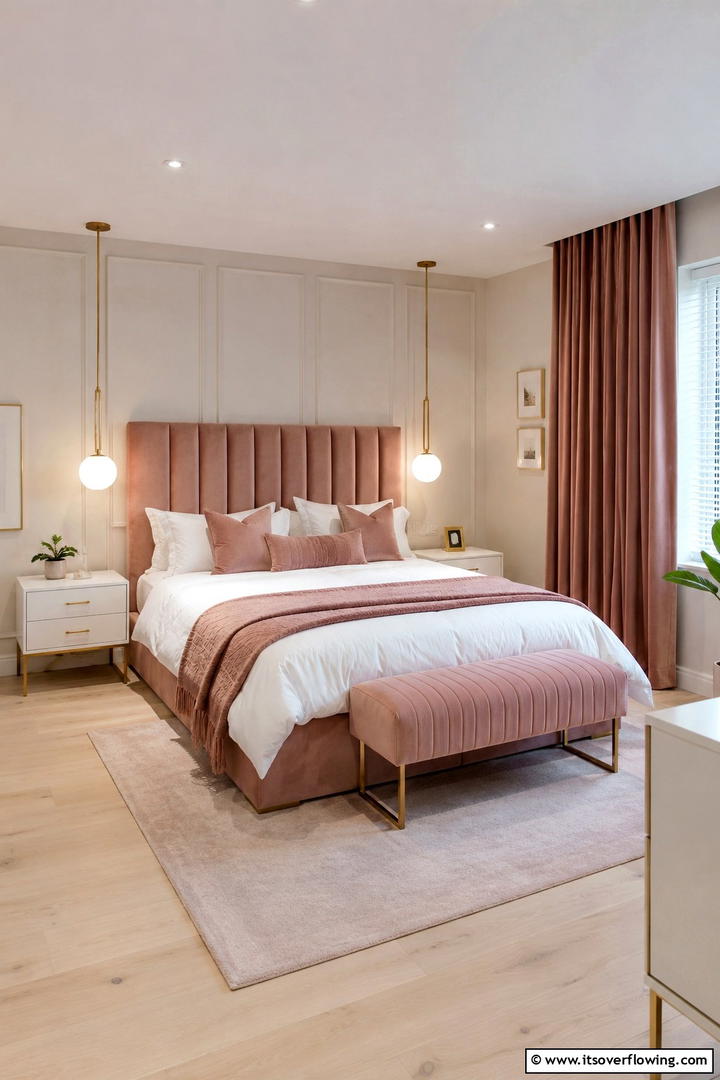 Dusty Rose Bedroom Charm - 30 Pastel Colour Home Design Ideas for a Serene Ambiance