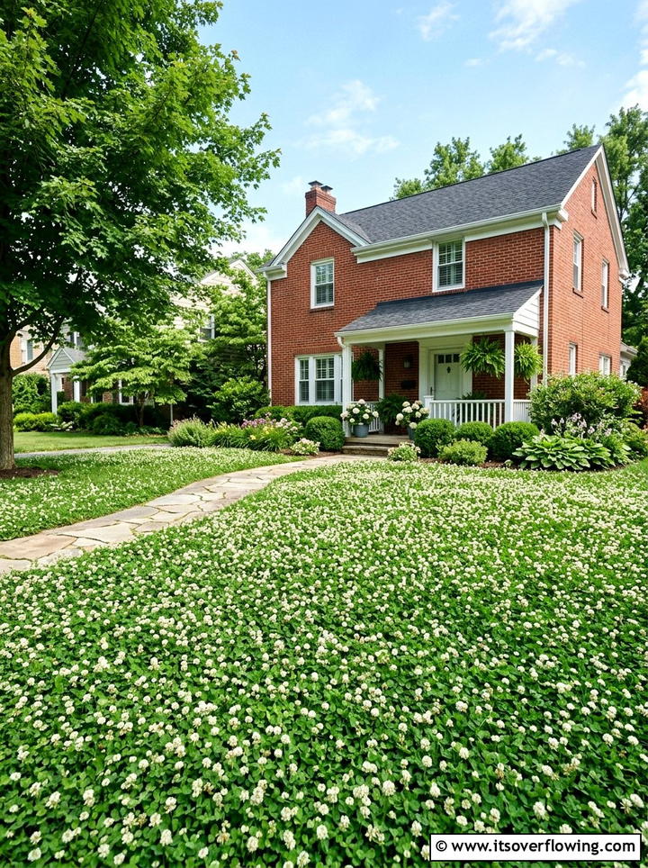 Dutch white clover yard - 25 creative garden ideas with clover lawn alternatives