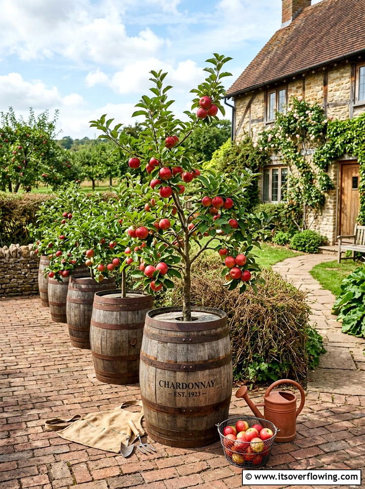 Dwarf Apple Tree Orchard - 25 backyard decorating ideas with potted trees