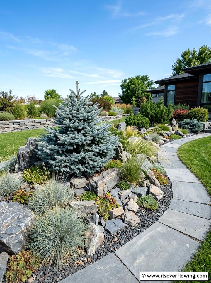 Dwarf Blue Spruce - 25 small garden ideas with dwarf trees