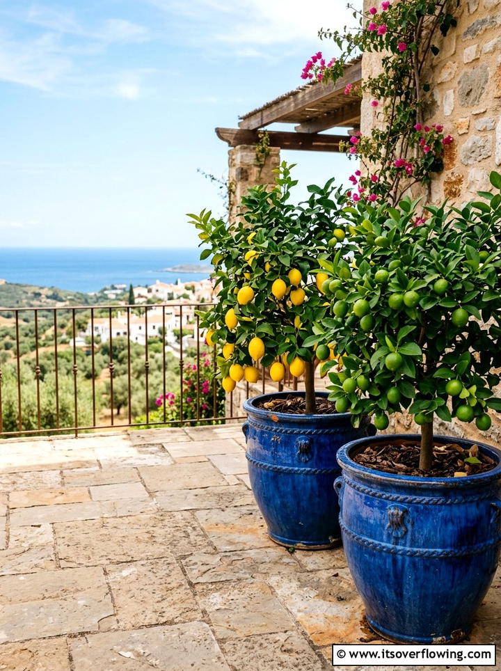 Dwarf Citrus Pots - 25 front porch ideas with edible plants