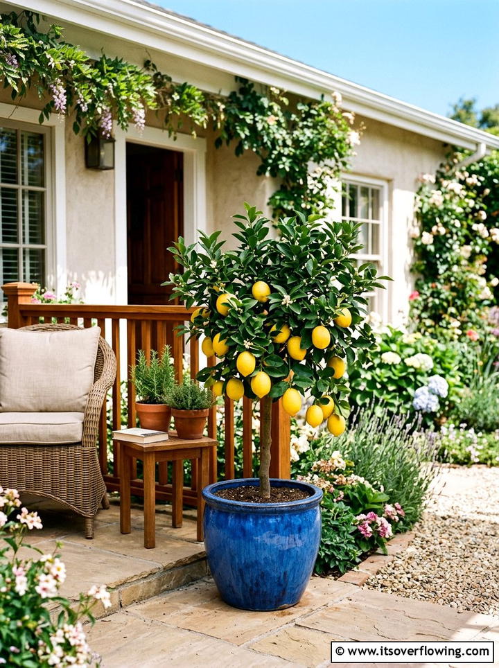 Dwarf citrus trees for front porch - 25 front porch decor ideas with greenery