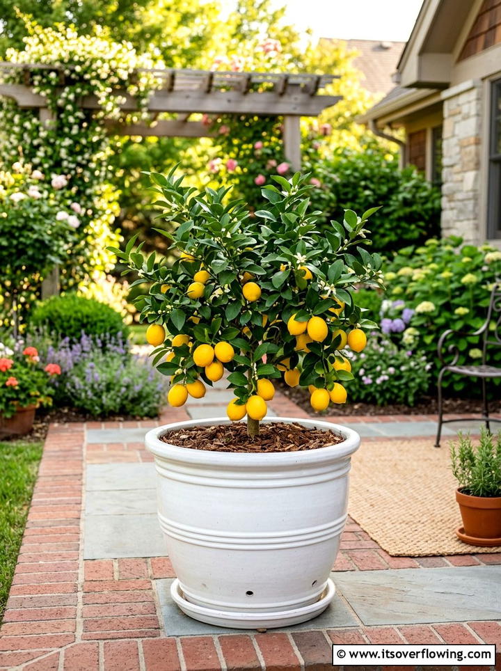 Dwarf fruit tree container - 25 garden design ideas with pot displays