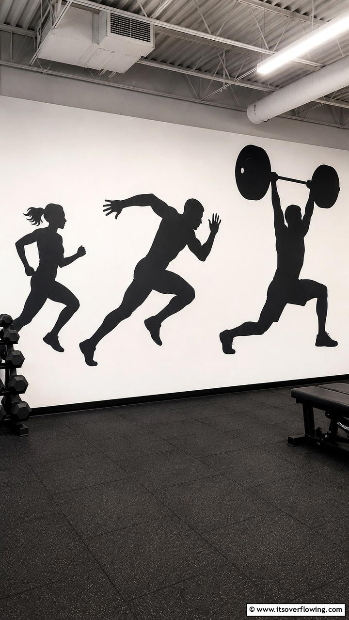 Dynamic Athlete Silhouettes - 20 Gym Murals to Inspire Your Workout Space