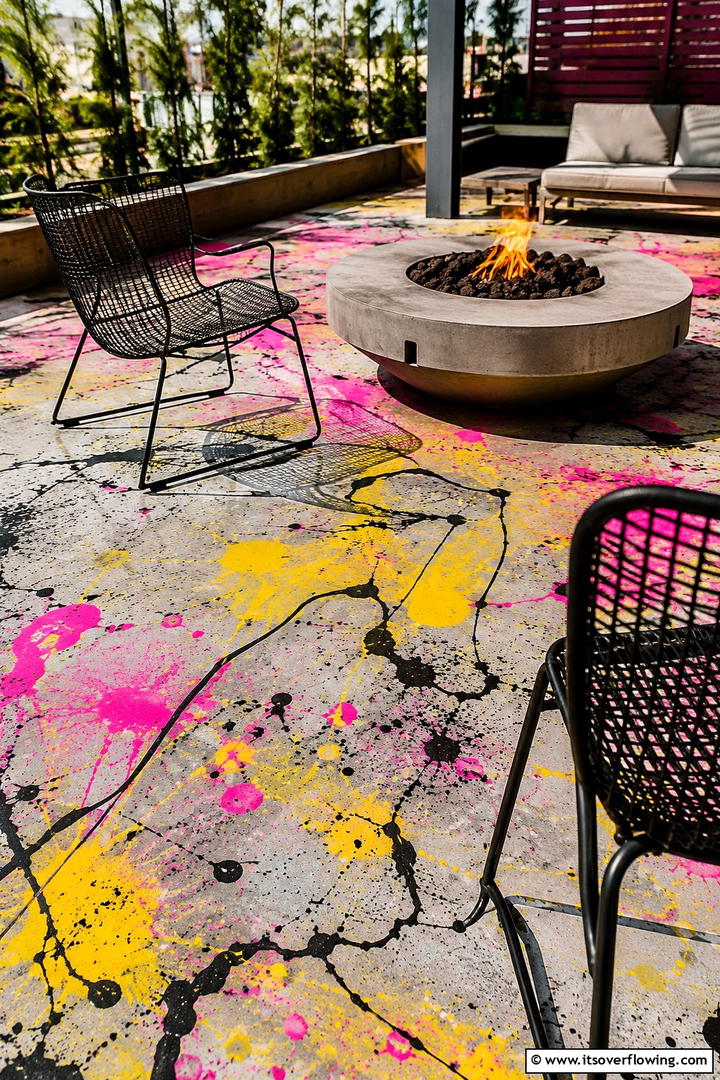 Dynamic Color Splashes - 30 Painted Concrete Patio Ideas for Colorful Outdoor Floors