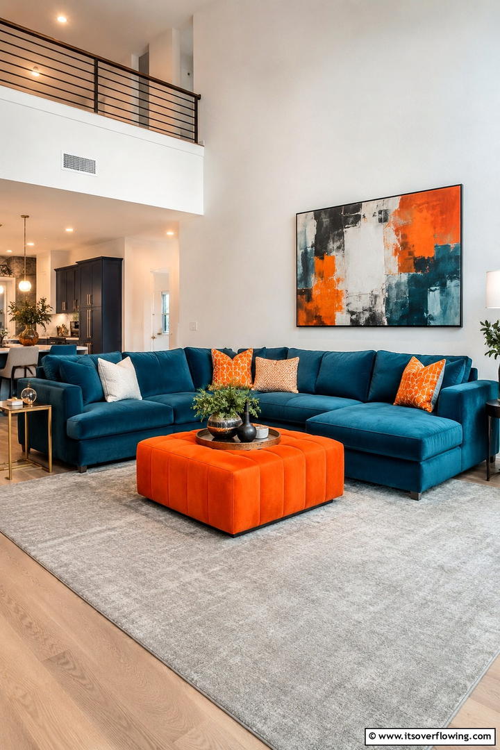 Dynamic Orange Furniture Highlights - 30 Teal & Orange Room Color Schemes for Vibrant Home Decor