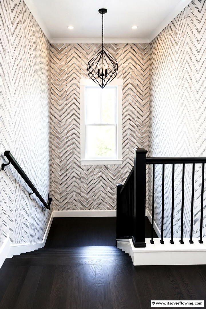 Dynamic Patterned Landing - 30 Stair Landing Ideas to Maximize Functional Spaces