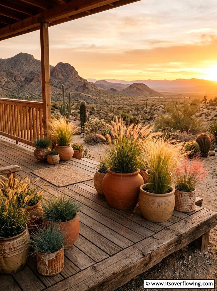 Earth Tone Ceramic Groups - 25 front porch ideas with ceramic pots