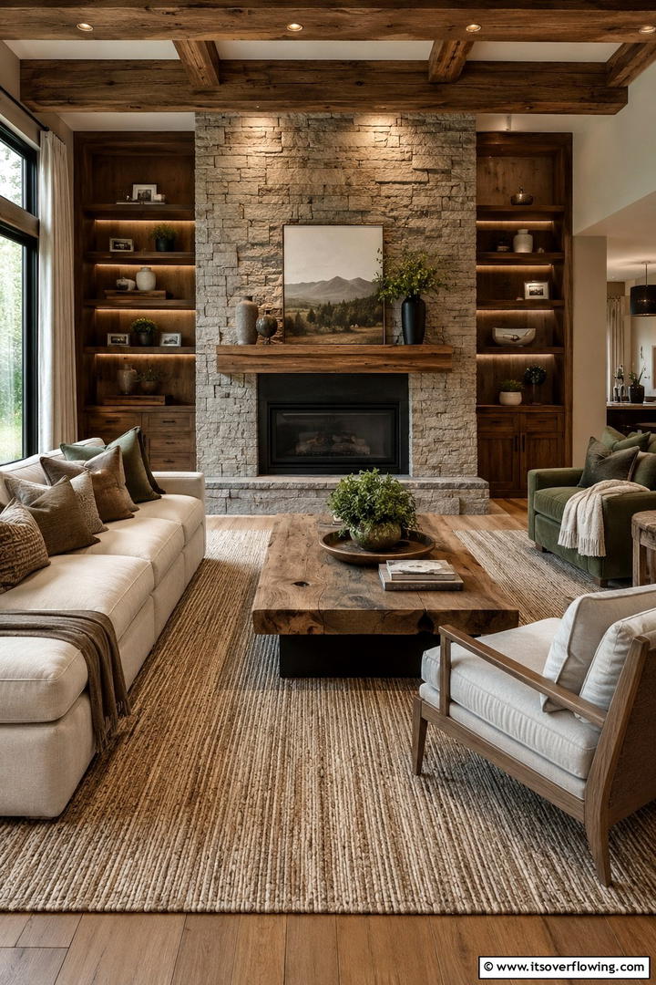 Earthy Layers and Rich Textures - 30 Rustic Sage Green Living Room Ideas for Earthy Elegance