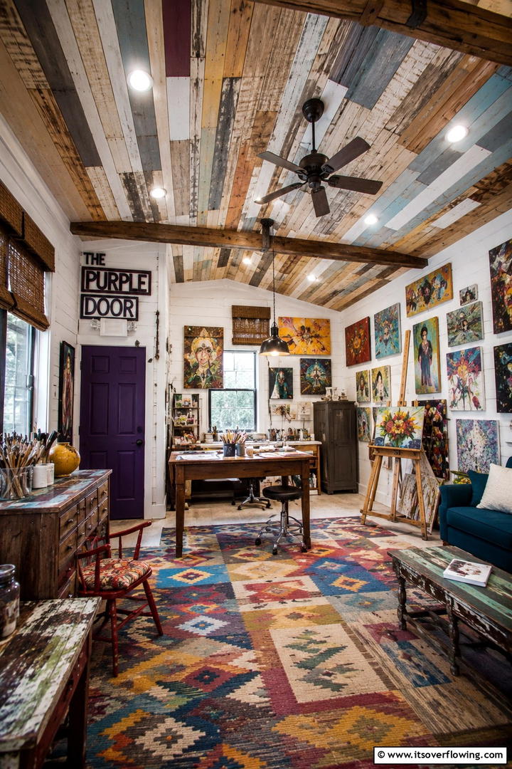 Eclectic Mix Design - 30 Shiplap Ceiling Ideas to Add Farmhouse Charm Anywhere
